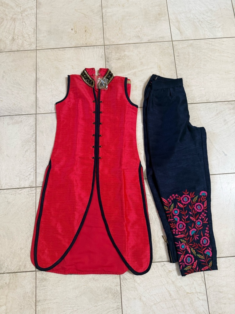 NWT Kids Pink & Navy Salwar Kameez Set Traditional Outfit